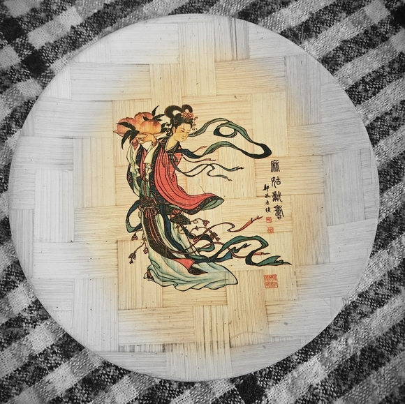 Vintage bamboo Asian plate - Picture 3 of 5